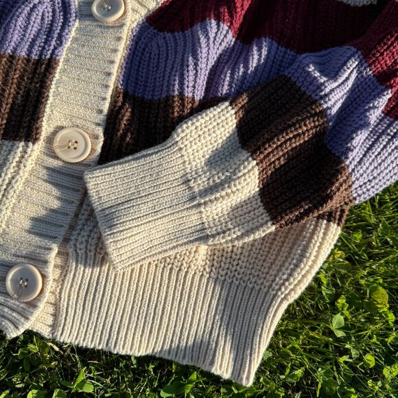 F21 Color Block Chunky Striped Cardigan - Picture 2 of 3